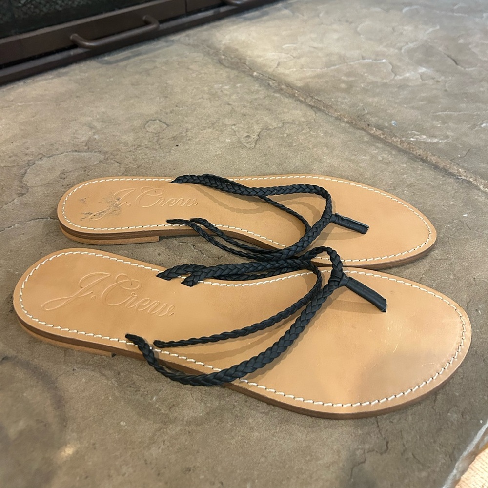 J. Crew Stylish Black Braided Leather Capri Sandals. Size 9.5 - Picture 4 of 10